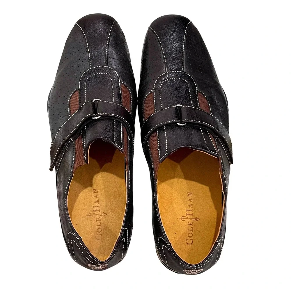 Cole Haan Mens 10.5M Brown Leather Strap Loafer Comfort Walking‎ Shoes